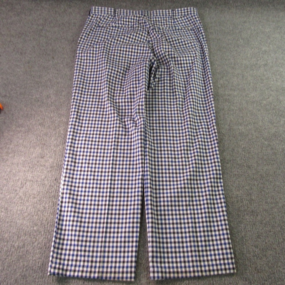 IZOD Golf Pants Mens 38x32 Blue Black Gingham Check Performance Retro Old Money - Picture 2 of 11